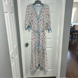 NWT Floral Print Maxi Dress With Pockets Size L